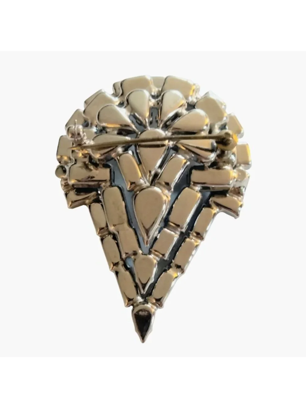 Vintage Blue Rhinestone Brooch Art Deco Style Baguette Teardrop Statement Pin